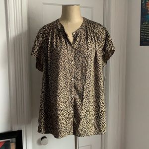 Leopard Print Button Front Blouse